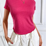 Zeagoo Womens Basic T-Shirts Crewneck Short Sleeve Curved Hem Summer Crop Tops Fitted Tees Y2k Clothing