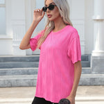 Zeagoo Womens Oversized T-Shirt Summer Casual Tops Short Sleeve Textured Shirts Fashion Loose Fit Tee Tops 2024