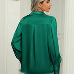 Zeagoo Womens Satin Blouse Lantern Long Sleeve Silk Shirt