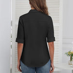 Zeagoo Womens Button Down Shirts 3/4 Sleeve Tops
