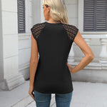 Zeagoo Women's Lace Cap Sleeve Tops Pleated Tank Tops