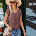 Zeagoo Women's V-Neck Short Sleeve T-Shirt with Pocket Top (DE Only)