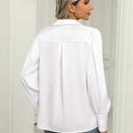 Zeagoo Womens Satin Blouse Lantern Long Sleeve Silk Shirt
