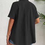 Zeagoo Womens Button Down Linen Shirt Short Sleeve Cotton Blouse