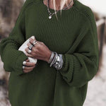 Loose lantern sleeve mid-length sweater