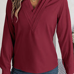 Elegant Layered V-neck Long-sleeved Casual Shirt