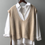 Knitting Irregularity Solid V-Neck Vest