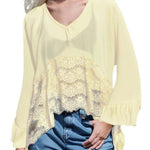 Fashionable Patchwork Lace Batwing Sleeve Loose Beach Cover Up