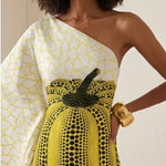 Long Sleeves Loose Asymmetric Printed One-Shoulder Maxi Dresses