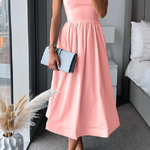Spaghetti Strap Waisted A-line Midi Dress