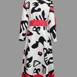 A-Line Long Sleeves Buttoned Contrast Color Tied Waist Notched Collar Maxi Dresses Shirt Dress