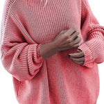 Loose lantern sleeve mid-length sweater
