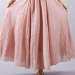 Casual A-Line Elastic Waist Solid Color Skirts