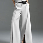 Loose Wide Pants High-Waisted Pleated Split-Front Pants Trousers