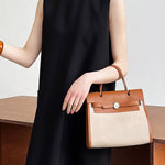 High Waisted Loose Pockets Solid Color Split-Back Zipper Round-Neck Midi Dresses