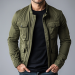 Men's Retro Casual Cotton Zipper Stand Collar Jacket