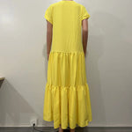 A-Line Loose Pleated Solid Color Split-Joint V-Neck Maxi Dresses