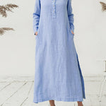 Casual Solid Color Loose Cotton Linen Dress