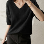 Urban Solid Color V-Neck Knitting Pullover
