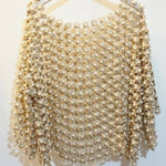 Three-Dimensional Floral Beaded Openwork Blouse