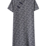 Artistic Retro Floral Printed Stand Collar Short Sleeves Cheongsam Midi Dress