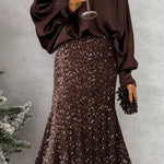CHOCOLATE SEQUIN SKIRT
