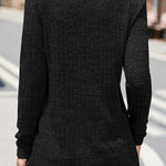 Street Solid Buttons O Neck Tops