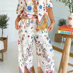 Fashion Printed Short Sleeve Shirt & Pants Two-piece Set