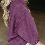 Solid Color Loose Round Neck Pullover Long Sleeve Top