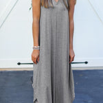 V NECK SLEEVELESS MAXI DRESS
