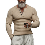 Men's Classic Casual Tough Style Henley Collar Slim Fit Sweater