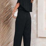 Pure color holiday vacation casual jumpsuit