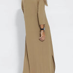 Women Casual V Neck Solid Color Maxi Dress