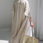 Simple Long Sleeves Split-Side Solid Color Lapel Midi Dresses Shirt Dress