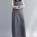 Casual Solid Color With Pocket Suspender Dress