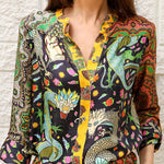 Dragon of My Eye Paisley Printed Patchwork Casual Blouse