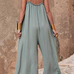 Vacation Casual Suspender Loose Wide Leg Jumpsuit