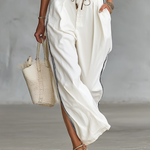 Women's Sports Half-high-neck Long-sleeved T-shirt Drawstring Wide-leg Pants Two-piece Set