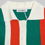 Short Sleeves Skinny Buttoned Contrast Color Lapel Polo-Style T-Shirts Tops