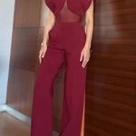 Vita Mesh Patchwork High Neck Wide Sleeve Bodysuit and High Rise Pocket Slit Pants Set
