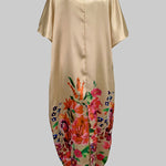 A-Line Half Sleeves Elasticity Flower Print Split-Front V-Neck Maxi Dresses