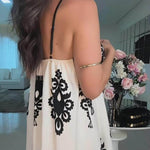 Elegant Ethnic Pattern Print Patchwork Loose Maxi Dress