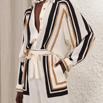 Long Sleeves Loose Plaid Striped Lapel Blouses&Shirts Tops