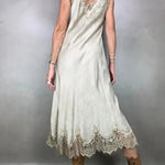 Retro knitted slit two-piece long skirt