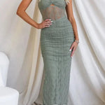 Manifesting You Mesh Ruched Detail Maxi Dress