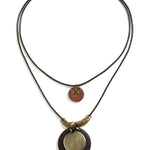 Wooden Disc Beaded Long Necklace