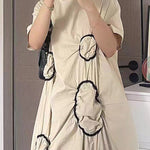 High-Low Loose Pleated Round-Neck Midi Dresses
