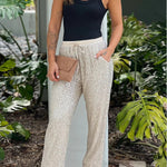 CHAMPAGNE SEQUIN JOGGERS
