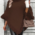 Elara ��� Faux Fur Trim Knit Poncho