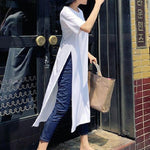 Casual Simple Split-Side Designed Long T-Shirt